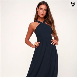 AIR OF ROMANCE NAVY BLUE MAXI DRESS